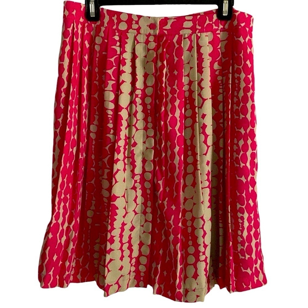 Harper And Gray Red And Tan Abstract Button Down  Pleated Mini Skirt Size XL
